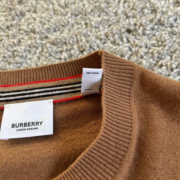Burberry Mens Sz L Logo-embroidered 100% Cashmere Crew Neck Pullover Sweaters - Picture 10 of 14
